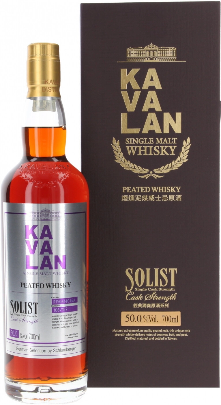 ウイスキー KAVALAN SOLIST peaty cask Whisky Kavalan, Solist Peated Single Malt Cask Strength (50