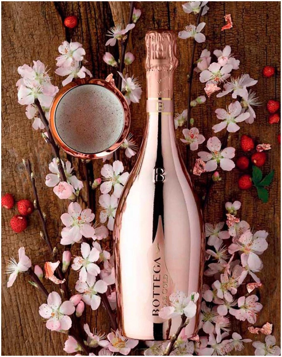 Set Bottega, Rose Gold Brut, gift box with 2 glasses Bottega, Rose