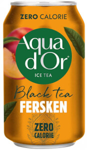 Aqua dOr Black Tea Fersken, in can, 0.33 L