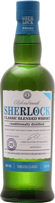На фото изображение Sherlock Blended Classic, 0.5 L (Шерлок Купажированный Классик в бутылках объемом 0.5 литра)