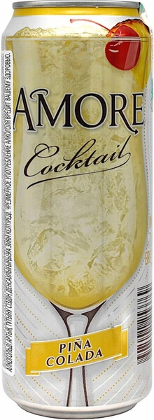 Коктейли "Amore" Pina Colada, in can, 0.45 л — купить коктейли "Аморе" Пина Колада, в жестяной банке, 450 мл — цена 119 руб, отзывы в Winestyle