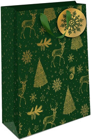 Gift Bag, Christmas Landscape, Green