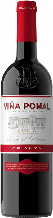 На фото изображение Bilbainas, Vina Pomal Crianza, Rioja DOC, 2019, 0.75 L (Винья Помаль Крианса, 2019 объемом 0.75 литра)