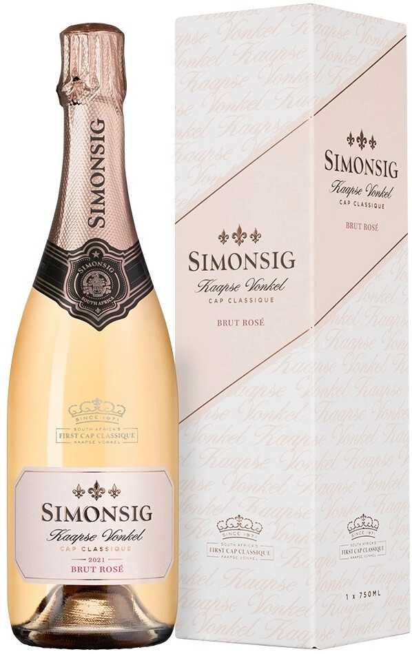Sparkling wine Simonsig, Kaapse Vonkel Brut Rose, 2021, gift box