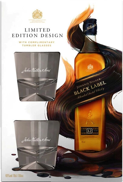 Виски «Black Label», with 2-glass в подарочной коробке, 0.7 л