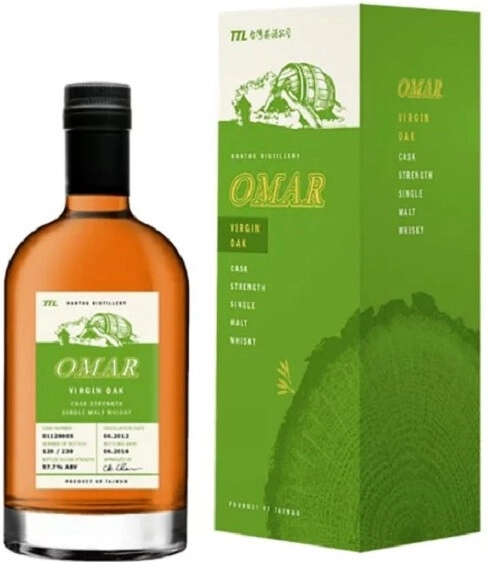 Whisky Omar Cask Strength Single Malt Virgin Oak, gift box, 700 ml