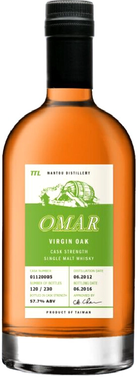 Whisky Omar Cask Strength Single Malt Virgin Oak, gift box, 700 ml