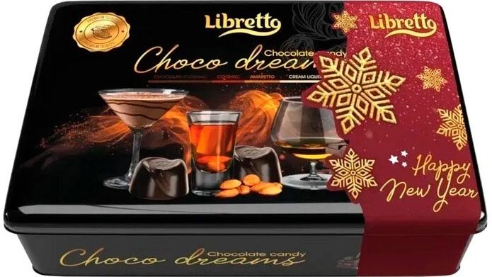 Шоколад "Libretto" Assorted Dark Chocolate with Alcohol, в жестяной ...