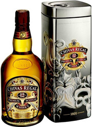 Виски Chivas Regal 12 years old, with New Year metal box, 0.75 л