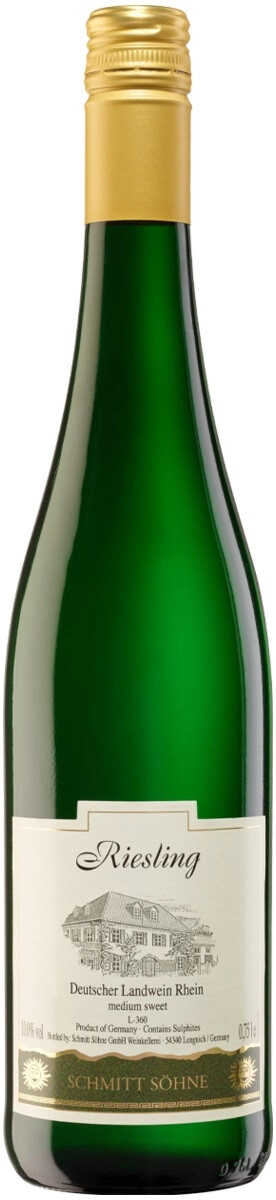 Wine Schmitt Sohne, Riesling Medium Sweet, Landwein Rhein, 2023