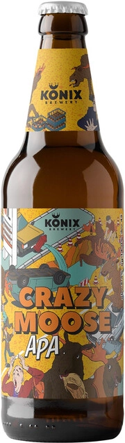 На фото изображение Konix Brewery, Crazy Moose APA, 0.45 L (Коникс, Крейзи Мус АПА объемом 0.45 литра)