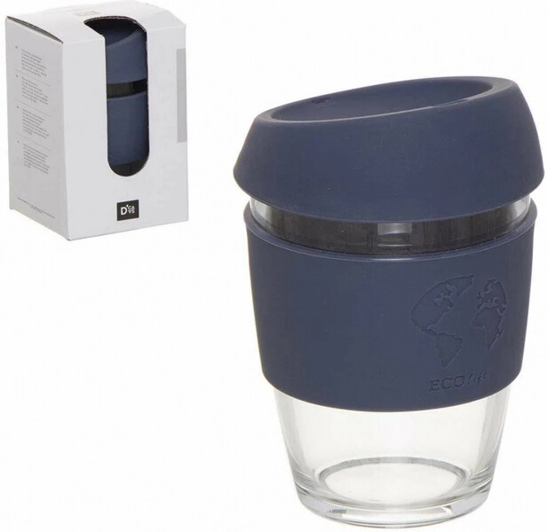 Бокалы и декантеры Dcasa, "Eco Life" Coffee Cup with Silicone Lid, Blue ...