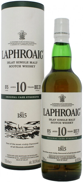 Виски «Laphroaig» 10 Years Old Cask Strength Batch 15, в тубе, 0.7