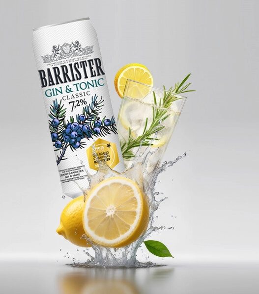 Коктейли "Barrister" Gin &amp; Tonic Classic, in can, 0.45 л — купить  коктейли "Барристер" Джин &amp; Тоник Классик, в жестяной банке, 450 мл —  цена 240 руб, отзывы в Winestyle