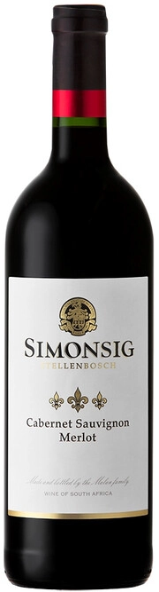 На фото изображение Simonsig, Cabernet Sauvignon-Merlot, 2023, 0.75 L (Симонсиг, Каберне Совиньон-Мерло, 2023 объемом 0.75 литра)