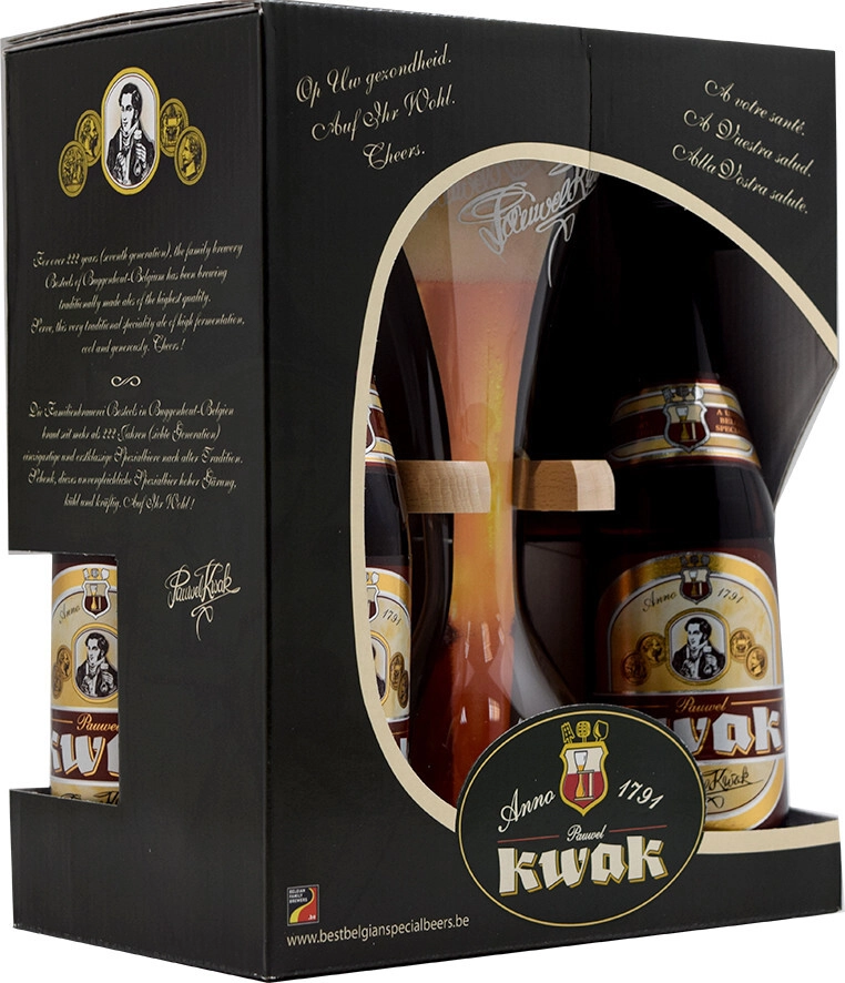 Beer Bosteels, Pauwel Kwak, gift set (4 bottles & glass), 330 ml