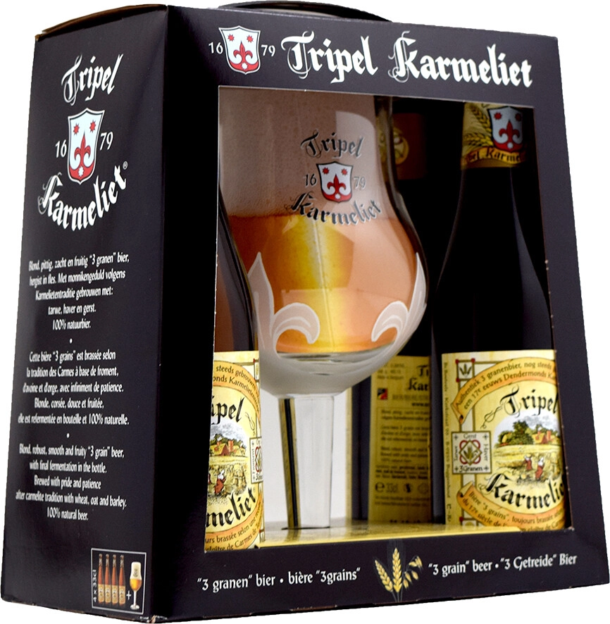 Beer Bosteels, Tripel Karmeliet, gift set (4 bottles & glass), 330 ml  Bosteels, Tripel Karmeliet, gift set (4 bottles & glass) – price, reviews