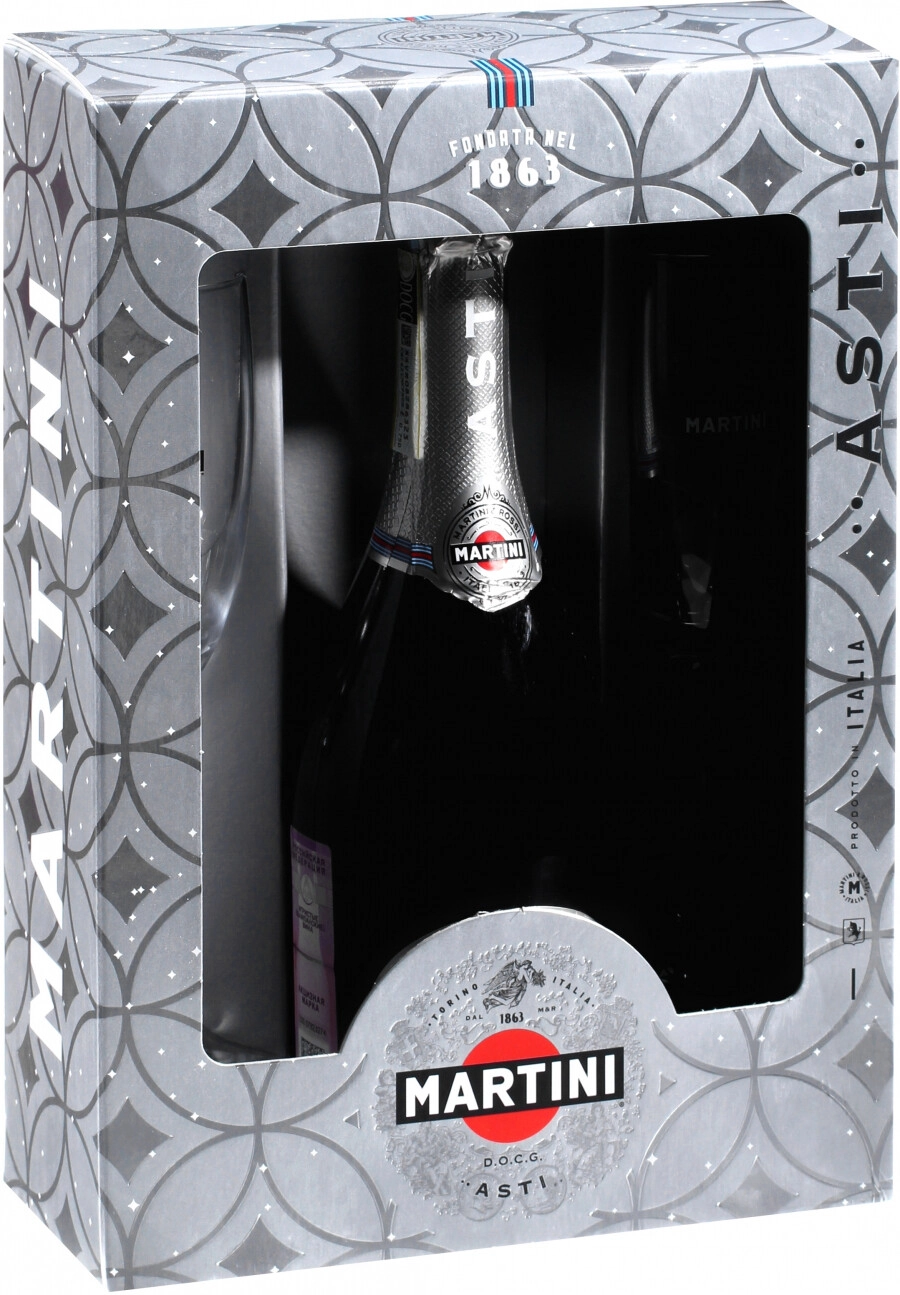 Цена на подарочный набор Мартини Асти с 2 бокалами — купить шампанское Asti  Martini с 2 бокалами в магазинах Winestyle — 1 664 руб.