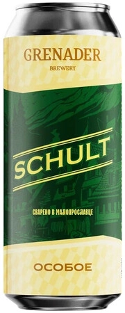 На фото изображение Grenader Brewery, Schult Osoboe, in can, 0.45 L (Гренадер Брюэри, Шульт Особое, в жестяной банке объемом 0.45 литра)