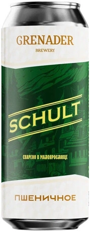 На фото изображение Grenader Brewery, Schult Pshenichnoe, in can, 0.45 L (Гренадер Брюэри, Шульт Пшеничное, в жестяной банке объемом 0.45 литра)