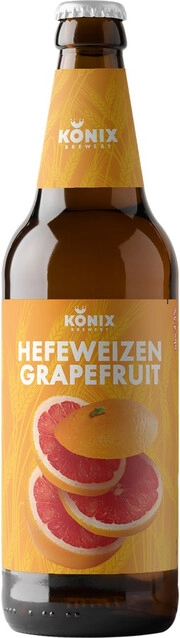 На фото изображение Konix Brewery, Hefeweizen Grapefruit, 0.45 L (Коникс, Хефевайцен Грейпфрут объемом 0.45 литра)