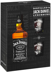 Jack Daniels, in box with 2 glasses, 0.7