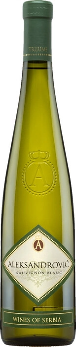 На фото изображение Podrum Aleksandrovic, Trijumf Sauvignon Blanc, 2023, 0.75 L (Подрум Александрович, Триумф Совиньон Блан, 2023 объемом 0.75 литра)