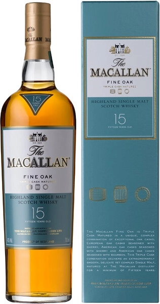 Виски «Macallan» Fine Oak 15 Years Old, в подарочной коробке, 0.7