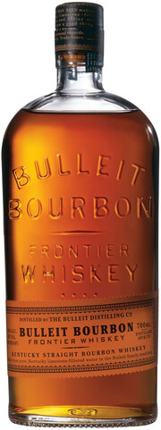 На фото изображение Bulleit Bourbon, 0.7 L (Буллет Бурбон в бутылках объемом 0.7 литра)