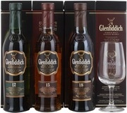 Glenfiddich, gift set with 3 bottles (12 YO, 15 YO, 18 YO) & glass, 200 мл