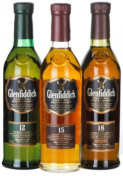Виски Glenfiddich, gift set with 3 bottles (12 YO, 15 YO, 18 YO