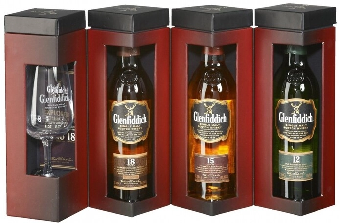 Виски Glenfiddich, gift set with 3 bottles (12 YO, 15 YO, 18 YO