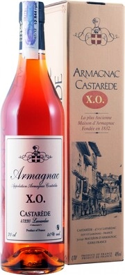 На фото изображение Castarede, Castarede XO, Armagnac AOC, gift box, 0.7 L (Кастаред ХО, в подарочной коробке объемом 0.7 литра)