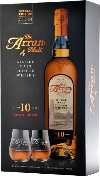 Whisky Arran 10 years, gift box with 2 glasses, 700 ml Arran 10 years, gift  box with 2 glasses – price, reviews