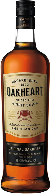 На фото изображение Bacardi OakHeart, 1 L (Бакарди Оакхарт объемом 1 литр)
