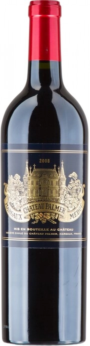На фото изображение Chateau Palmer, Margaux AOC 3-me Grand Cru Classe, 2008, 0.75 L (Шато Пальмер, 2008 объемом 0.75 литра)