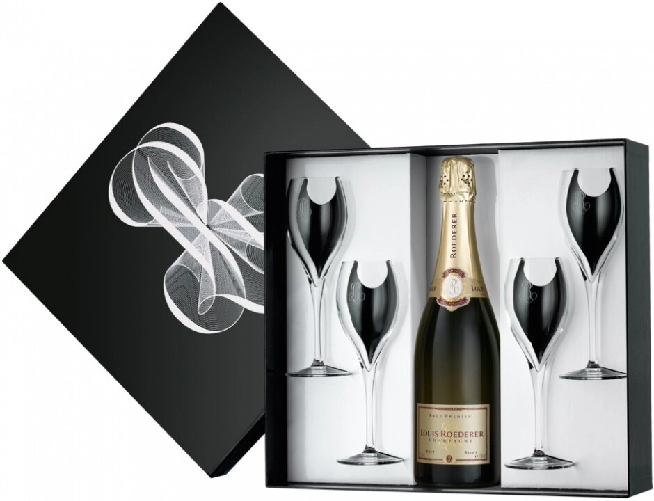 Louis Roederer Brut Premier Champagne Gift Boxed with 2 Glasses