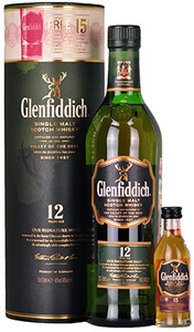 Glenfiddich 12yo + 15yo, gift set, 0.8 л