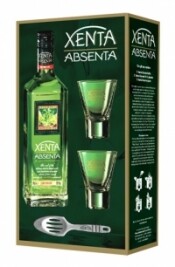 In the photo image Xenta, gift box with 2 glasses & spoon, 0.7 L