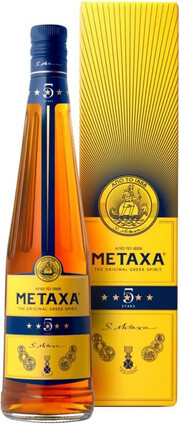 In the photo image Metaxa 5*, gift box, 0.7 L