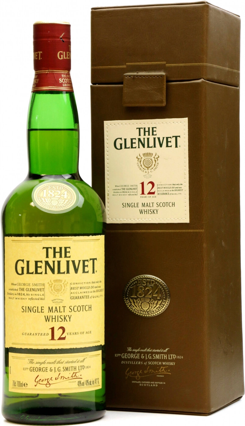 Whisky The Glenlivet 12 years, faux leather box, 700 ml The