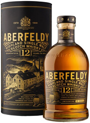 На фото изображение Aberfeldy 12 Years Old, 0.7 L (Аберфелди 12-летний, в тубе в бутылках объемом 0.7 литра)