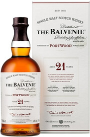 На фото изображение Balvenie PortWood 21 Years Old, gift box, 0.7 L (Балвени Портвуд 21 год, в подарочной коробке в бутылках объемом 0.7 литра)