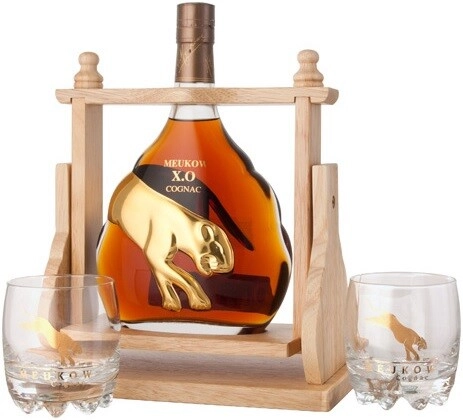 Коньяк Meukow X.O., «Sun on the rocks» craddle with 2 glasses