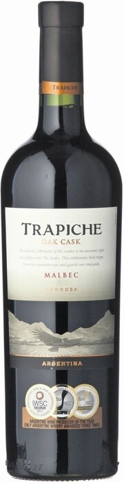 На фото изображение Trapiche, Oak Cask Malbec, 2013, 0.75 L (Трапиче, Оак Каск Мальбек, 2013 объемом 0.75 литра)