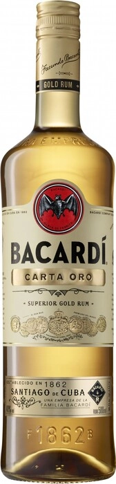 На фото изображение Bacardi Carta Oro, 0.5 L (Бакарди Карта Оро объемом 0.5 литра)
