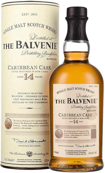 The Balvenie Caribbean Cask 14年 Виски «Balvenie» Caribbean Cask, 14 Years Old, в тубе, 0.7 л