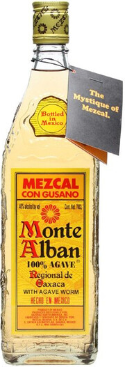 На фото изображение Monte Alban with agave worm, 0.375 L (Монте Альбан, мескаль с гусеницей объемом 0.375 литра)