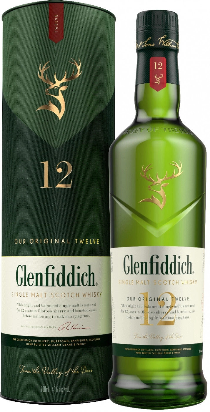 Виски Glenfiddich 12 Years Old, в тубе, 0.7 л — купить виски Гленфиддик  12-летний, in tube, 700 мл – цена 4989 руб в Winestyle