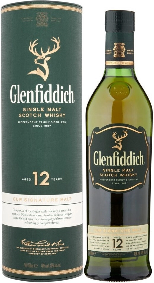 Whisky Glenfiddich 12 Years Old, in tube, 700 ml Glenfiddich 12